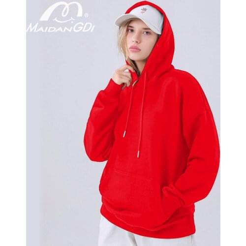 Maidangdi Oversized Hoodie Loose Cotton Solid Color Sweatshirt Comfortable Leisure Furniture Outdoor Pullover Chinese Red 7XL