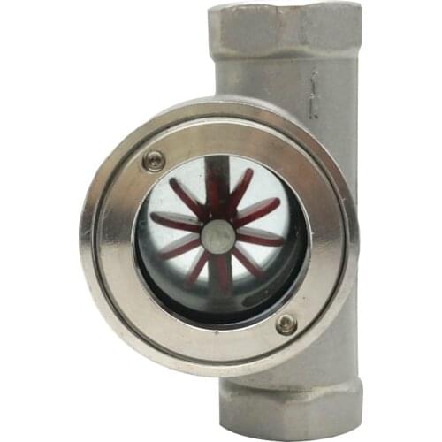 1/4" 3/8" 1/2" 3/4" 1" 2" BSPT Female Thread 304 Stainless Steel Window Sight Glass Flow Indicator With Impeller