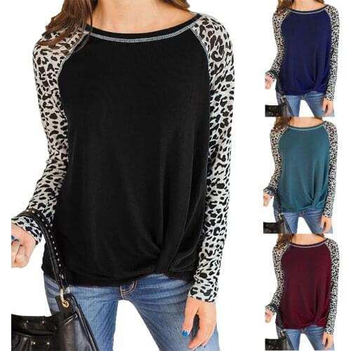Women Spring and Autumn O-Neck Waffle Leopard Print Long Sleeve Plus Size Tops 2021 New Hot Sales Party Simple T-Shirt Camiseta
