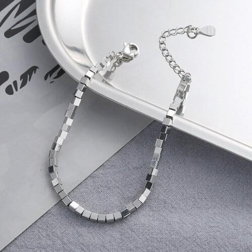 Fashion 925 Sterling Silver Geometry Chain Bracelets Charm Bracelets For Women Jewelry Accessories 2021