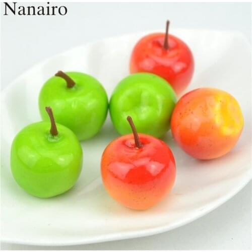 100pcs Artificial Fruits Vegetables Green Red Apple For Home Wedding Decoration Christmas Table Supplies Kids Toys Fake Fruits