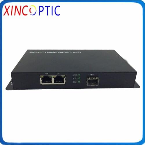 1000M SFP to Ethernet Converter,1SFP+2RJ45 10/100/1000Mbps Gigabit SFP Media Converter to 2RJ45 Ethernet Switch