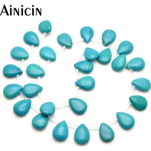 140 Beads (5strands) High Quality Natural Blue Green Stone 10x15mm Teardrop Shape DIY Jewelry Making Strand Loose Beads