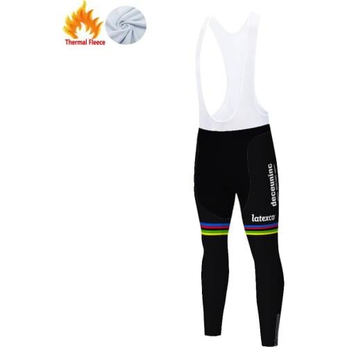 2021 TEAM quick step Men Long Cycling Pants Outdoor Bicycle Wear men cycling bib tights winter thermal 20D Gel Pad Bike pants