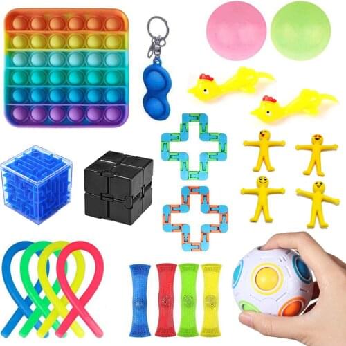 22pcs/set Sensory Toy 3D Maze Push Bubble Stress Relief Toy Autism Special Needs Hand Fidget Toys For Kids Adults