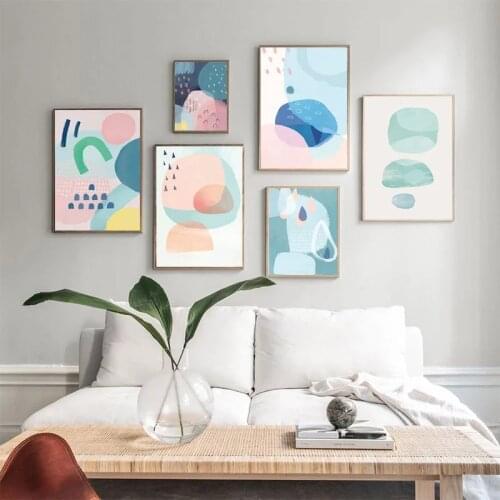 Abstract Multi Pink Princess Canvas Paintings Nordic Watercolor Poster Print Wall Art Pictures for Nursery Girls Room Home Decor