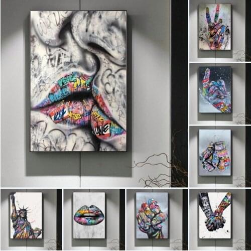 DIY 5D Diamond Painting Full Drill Street Graffiti Art Lover Kissing Handmade Art Home Decor Embroidery Cross Stitch Kits Gifts