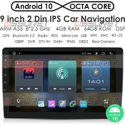 9 INCH Android 10 IPS PX5 Universal 2Din Car Radio GPS Navigation Autoradio Multimedia DVD Player Bluetooth WIFI MirrorLink OBD2