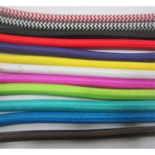 Free shipping Antique Cloth Covered Electrical Cord Vintage Fabric Braid Lamp cable Retro textile Pendant lamp Wire 2*0.75MM