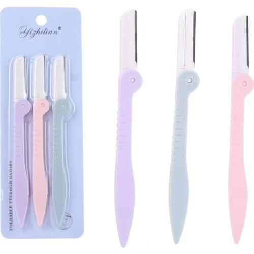 3PCS/Set Pink Blue white Facial Eyebrow Trimmer Hair Razor Beauty Face Eyebrow Shaper Shaver Stainless Steel Blades Makeup Tools