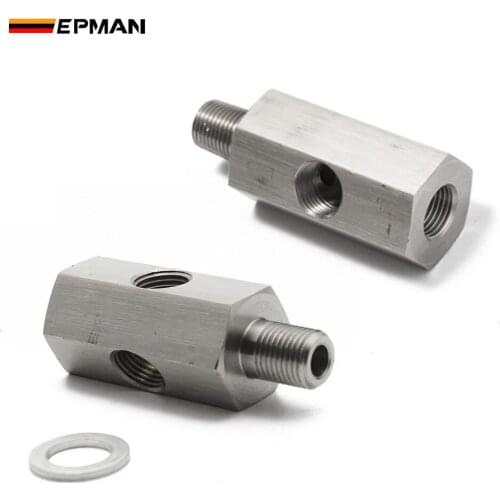 EPMAN Stainless Steel 1/8" NPT & 1/8" BSPT & M10 Oil Pressure Sensor Tee To NPT Adapter Turbo Feed Line Gauge