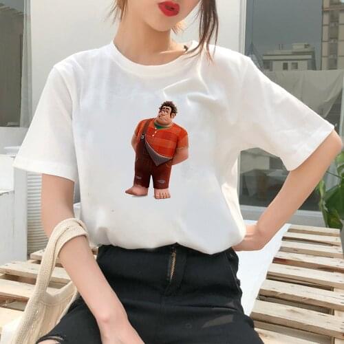 Disney Kawaii Women T Shirt Casual Wreck-It Ralph Aesthetic Printed T-shirt Hipster Simplicity Soft Vogue Casual Clothes Trendy