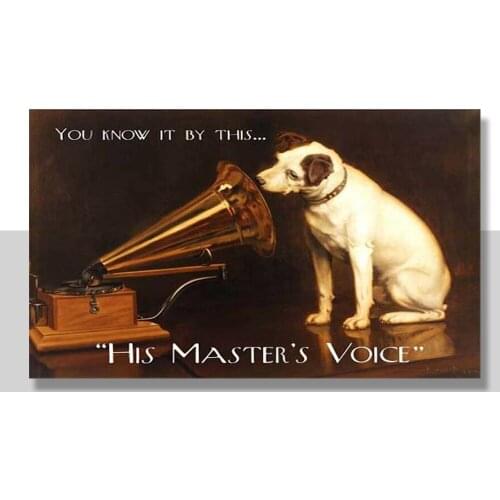HMV Gramophone Dog, Music, Pub & Restaurant Masters Voice, Small Metal Tin Sign