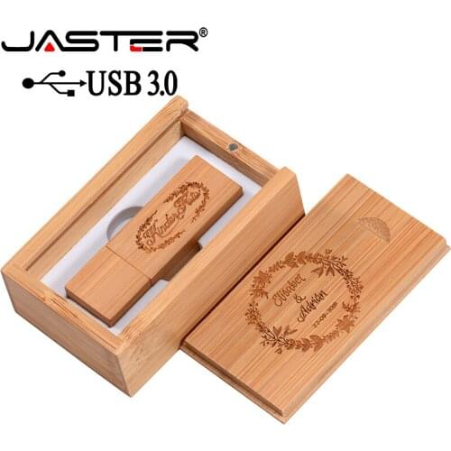 JASTER USB 3.0 Wooden BOX usb flash drive Memory stick pendrive 16GB 32GB 64GB U disk wedding gift(free custom logo)