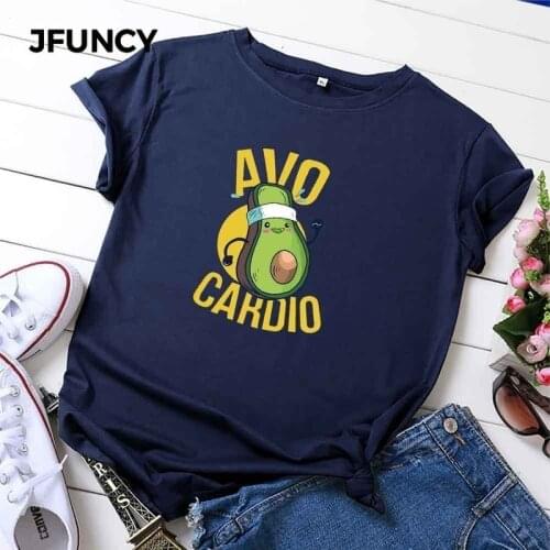 JFUNCY 2020 Summer T-shirt Plus Size Women T Shirts 100% Cotton Woman Tee Tops New Print O Neck Short Sleeve Female Tshirt