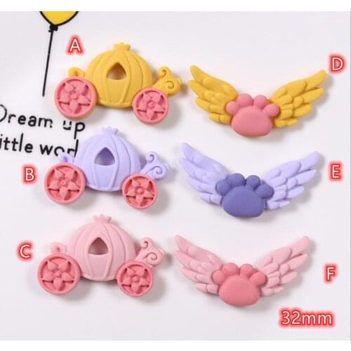 Cabochons Carriage 20Pcs Angel Wings Resin Cartoon Flatback Cabochon Scrapbooking Hair Accessories DIY Embellishment Decor Craft