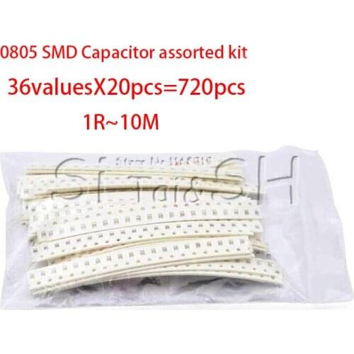 0805 1% SMD Resistor Kit 1R~10M 36valuesX20pcs=720pcs Chip Resistor sample kit