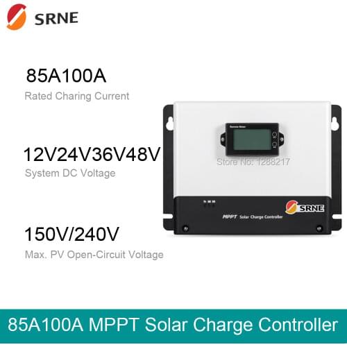 12V/24V/36V/48V Auto100A 85A MPPT Solar Battery Charger Controller Maximum Input Voltage 150V-250V With LCD Display RS485