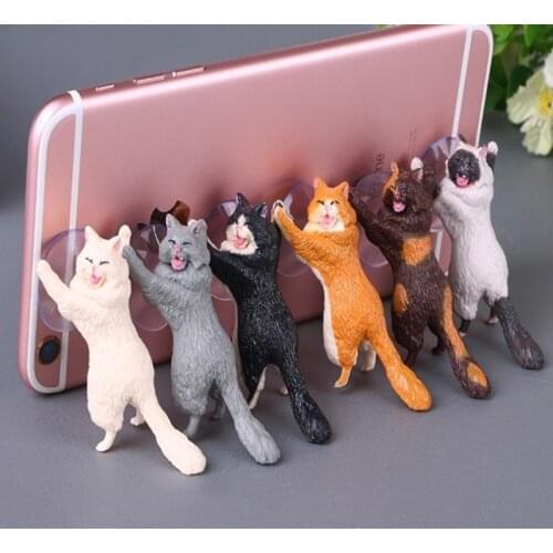 Creative cat miniature cat sucker design stand phone holder mini fairy tale garden cartoon statue craft home car decoration