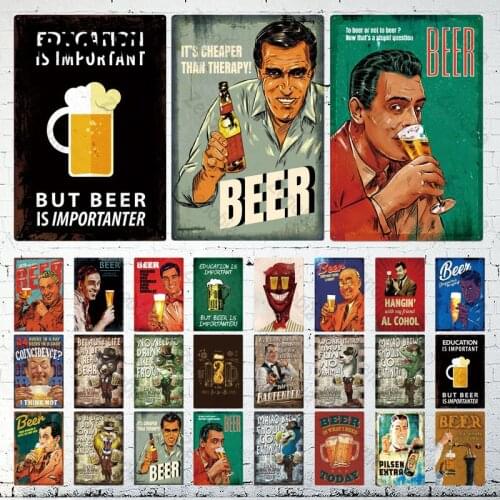 Beer Metal Plaque Tin Sign Beer Party Poster Rusted Vintage Decor for Home Bar Pub Garage Wall Tin Sign Poster Plates 20X30 Cm