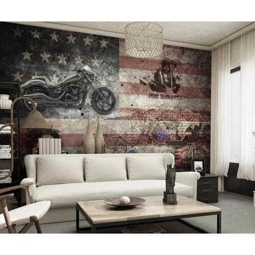 Motorcycle American flag retro American background wall painting