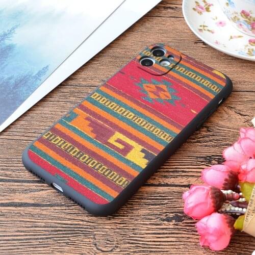 For iPhone Colorful Red Aztec Pattern Print Soft Matt Apple iPhone Case