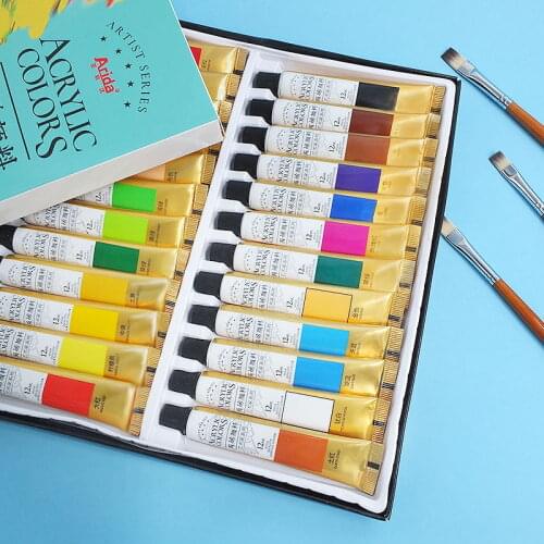 Acrylic Paint Set 12/18/24 Colors 12ml Tubes Professional Drawing Painting Pigment Used in Arts and Crafts