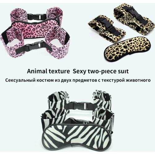 BOSM Leopard Print Sex Handcuffs With Eye Mask Sex Toys For Couples Adult Games Slave Bondage Restraints Erotic Accessories