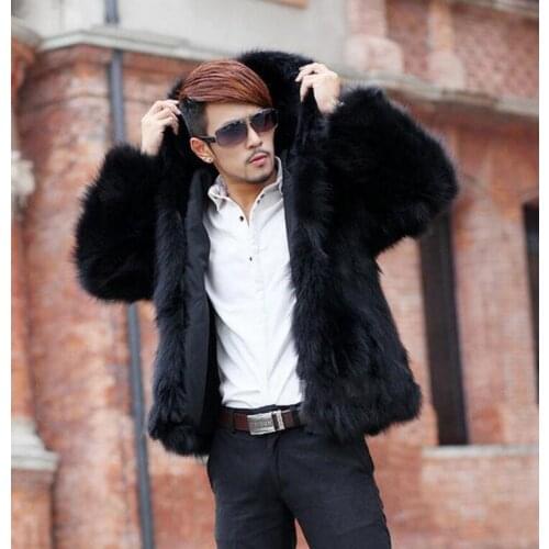 Autumn faux mink leather jacket mens Hooded coats winter thicken warm fur leather coat men slim jackets fashion big size 3XL