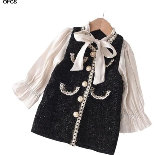 Girls Dress Princess Dress New Fashion Party Patchwork Clothes Kids Bowtie Costumes Baby Lovely Suits Children Outfits Clothing