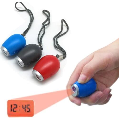 Portable Digital Time Projection Clock Mini LED Watch Night Light Projector Flashlight With Hanging Rope