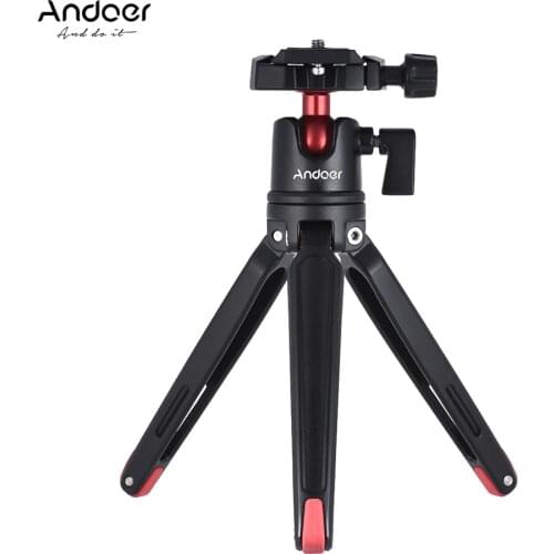 Andoer Mini Handheld Travel Tabletop Tripod Stand for Canon Nikon Sony DSLR Mirrorless Camcorder for Smartphone
