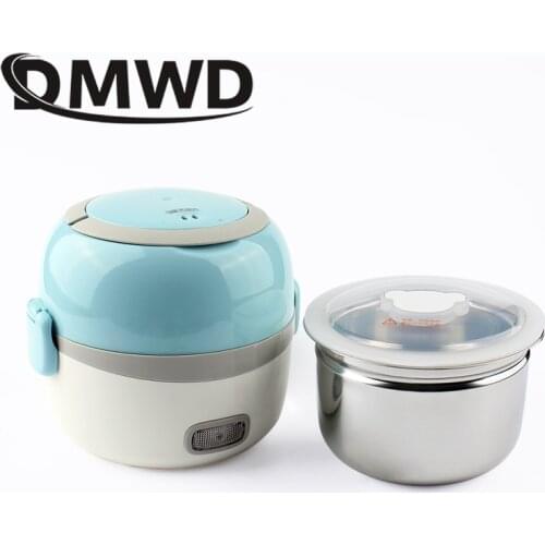 DMWD 110V 220V 1.3L Portable Electric Insulation multifunction Heating Lunch box Automatic rice cooker Food Warmer Container