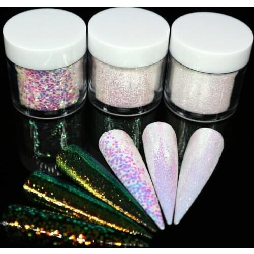 Mermaid Aurora Nail Glitter Holographic Unicorn Sequins Flakes Colorful Chrome Pigment Powder Decorations For Nails Manicure