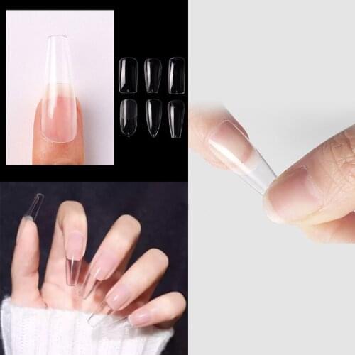 Gel X Nails Extension System Full Cover Sculpted Clear Stiletto Coffin False Nail Tips 100pcs/bag
