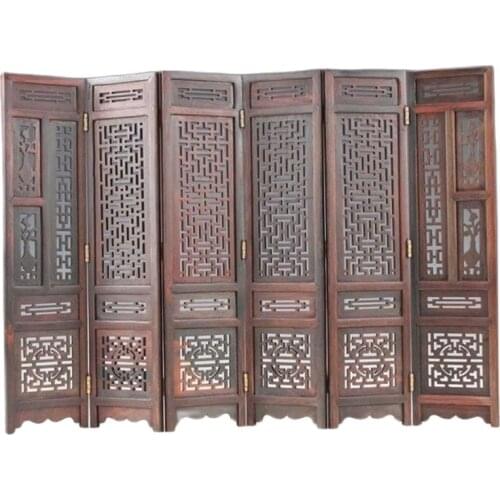 Hand-Carved Chinese Boxwood Sculpture Folding Screen