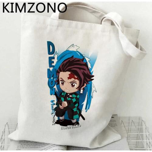 Demon Slayer shopping bag recycle bag grocery bolso jute bag cotton eco bag net fabric sac toile