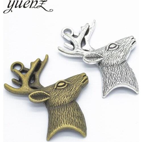 YuenZ 2 pcs 2 color Antique Silver Plated alloy deer Charms Pendants for Jewelry Making DIY Handmade Craft 57*41mm D9127