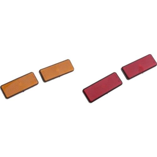 Yellow + Red 2 Pair Motorcycle ATV Dirt Bike Motor Scooter Bicycle Rectangle Reflectors