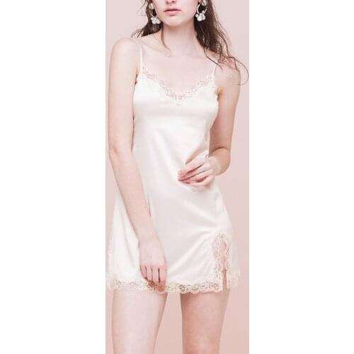 Women Soft Satin laces skirt Lace underdress slip dress home sexy intimates summer Backless femme white black blue red Q004