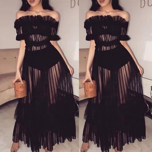 Dress 2018 New Brand Womens Off Shoulder Lace Hollow Out Dress Prom Evening Party Summer Beach Boho Holiday Dresses