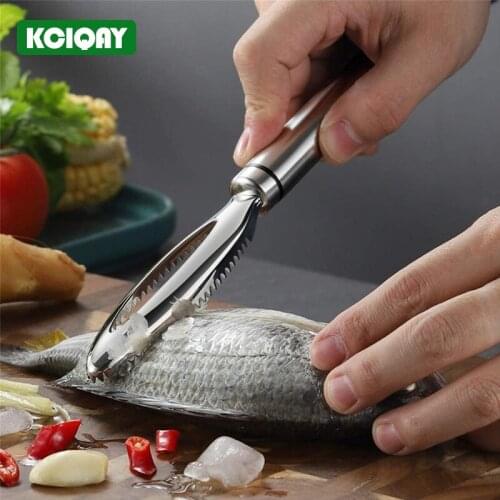 1Pcs Stainless Steel Fish Scale Remover Easy Quick Fish Cleaner Peeler Seafood Fish Scraper Kitchen Fish Cleaning Tools