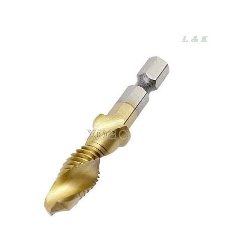 1PC M3-M10 Hex Shank Titanium Plated HSS Hand Screw Thread Metric Tap Drill Bits M03 dropship