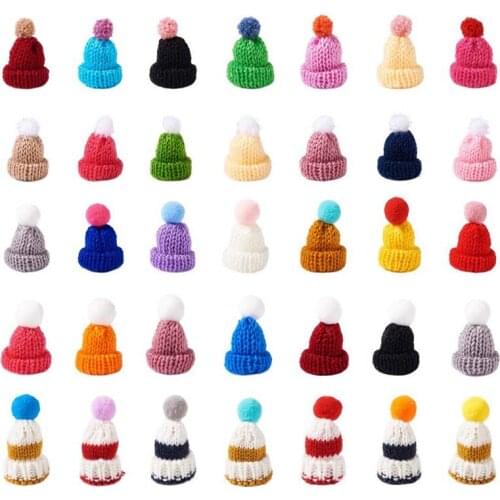 100pcs Handmade Woven Costume Accessories Yarn Hat Mixed Color DIY Brooch Hairpin Making Finger Cap Christmas Decor