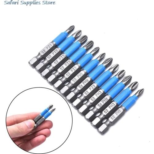 12Pcs/Set Hex Shank PH 50mm Single Side Drills Anti Slip Electric Screwdriver Bits