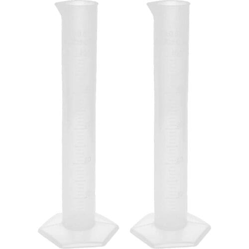 2pcs 50ml Transparent Plastic Graduated Cylinder Lab Measuring Cup