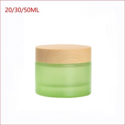 20g/30g/50g froseted Green Cream Jar Refillable Bottles Cream Empty Small Travel Makeup Containers w grain cap 100pcs/lot
