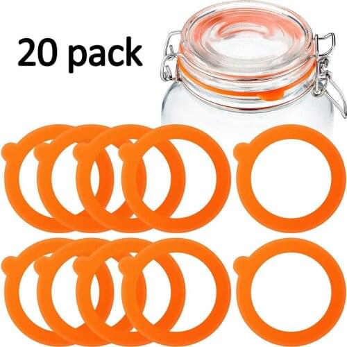 20 Pack Silicone Replacement Gasket Airtight Rubber Seals Rings For Mason Jar Lids Leak-proof Canning For Glass Clip Top Jars O