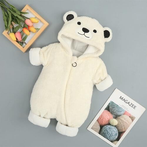 2021 New born Cute BABY costume Newborn BABY Boy Girl Clothes Long Sleeve Hoddies Bear Zipper Romper Autumn Winter Wear 0-18M