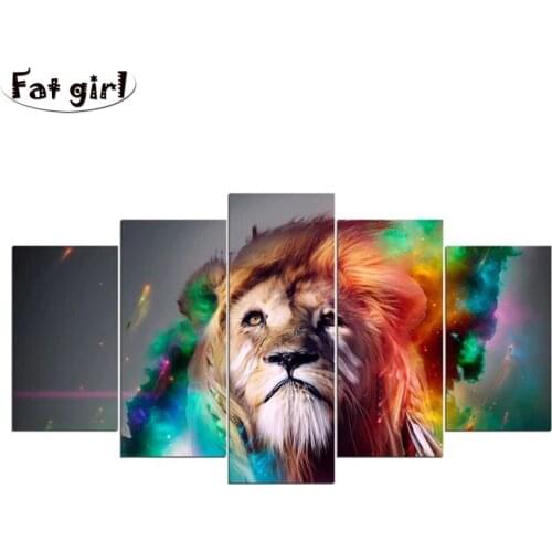 5D DIY Diamond Painting Kits Color lion head Full Square/Round cross stitch Embroidery Animal mosaic Home Art New Arrival